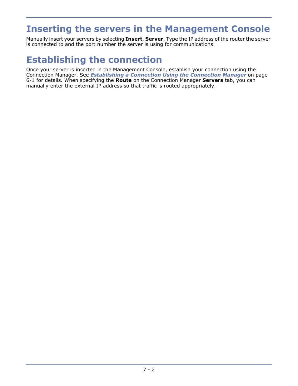 Inserting the servers in the management console, Establishing the connection | HP Storage Mirroring V5.1 Software User Manual | Page 54 / 208