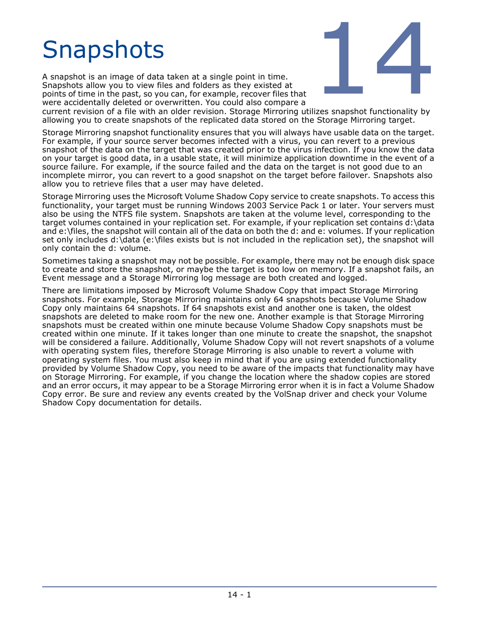 Snapshots, Chapter 13 data transmission -1 | HP Storage Mirroring V5.1 Software User Manual | Page 95 / 208