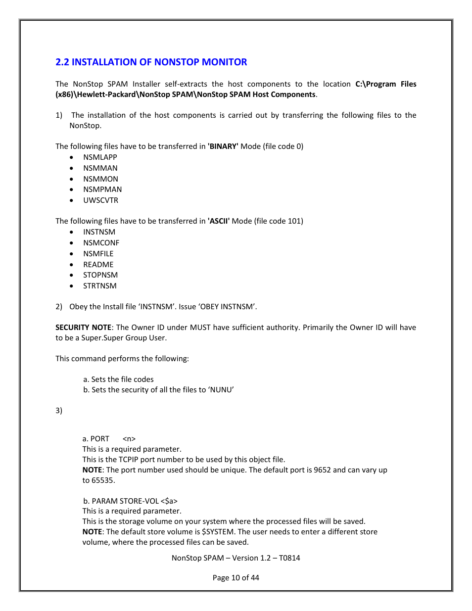 Installation of nonstop monitor, 2 installation of nonstop monitor | HP Integrity NonStop H-Series User Manual | Page 11 / 45