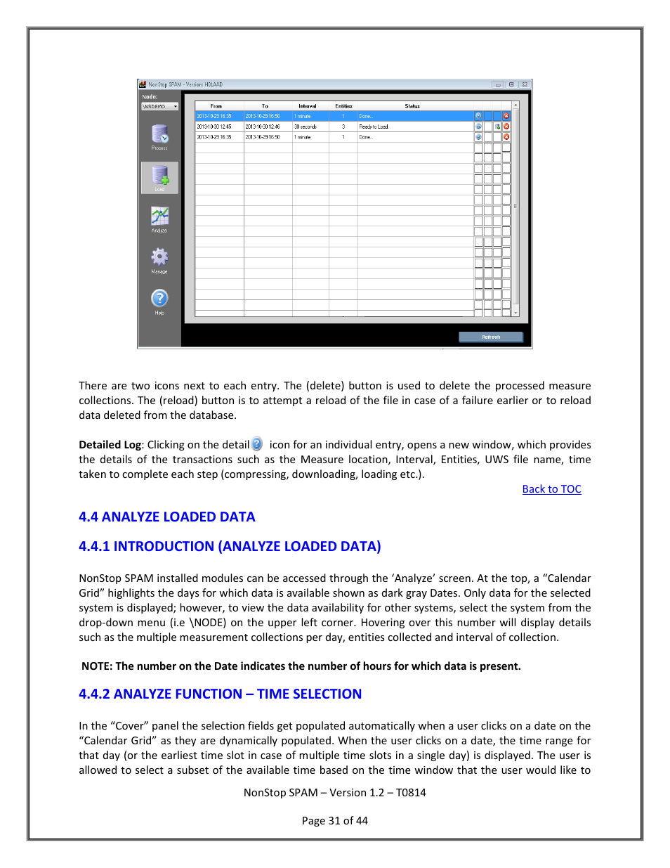 Analyze loaded data, Introduction (analyze loaded data), Analyze function-time selection | HP Integrity NonStop H-Series User Manual | Page 32 / 45