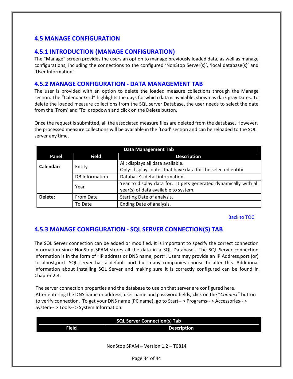 Manage configuration, Introduction (manage configuration), Manage configuration-data management | 2 manage configuration - data management tab | HP Integrity NonStop H-Series User Manual | Page 35 / 45