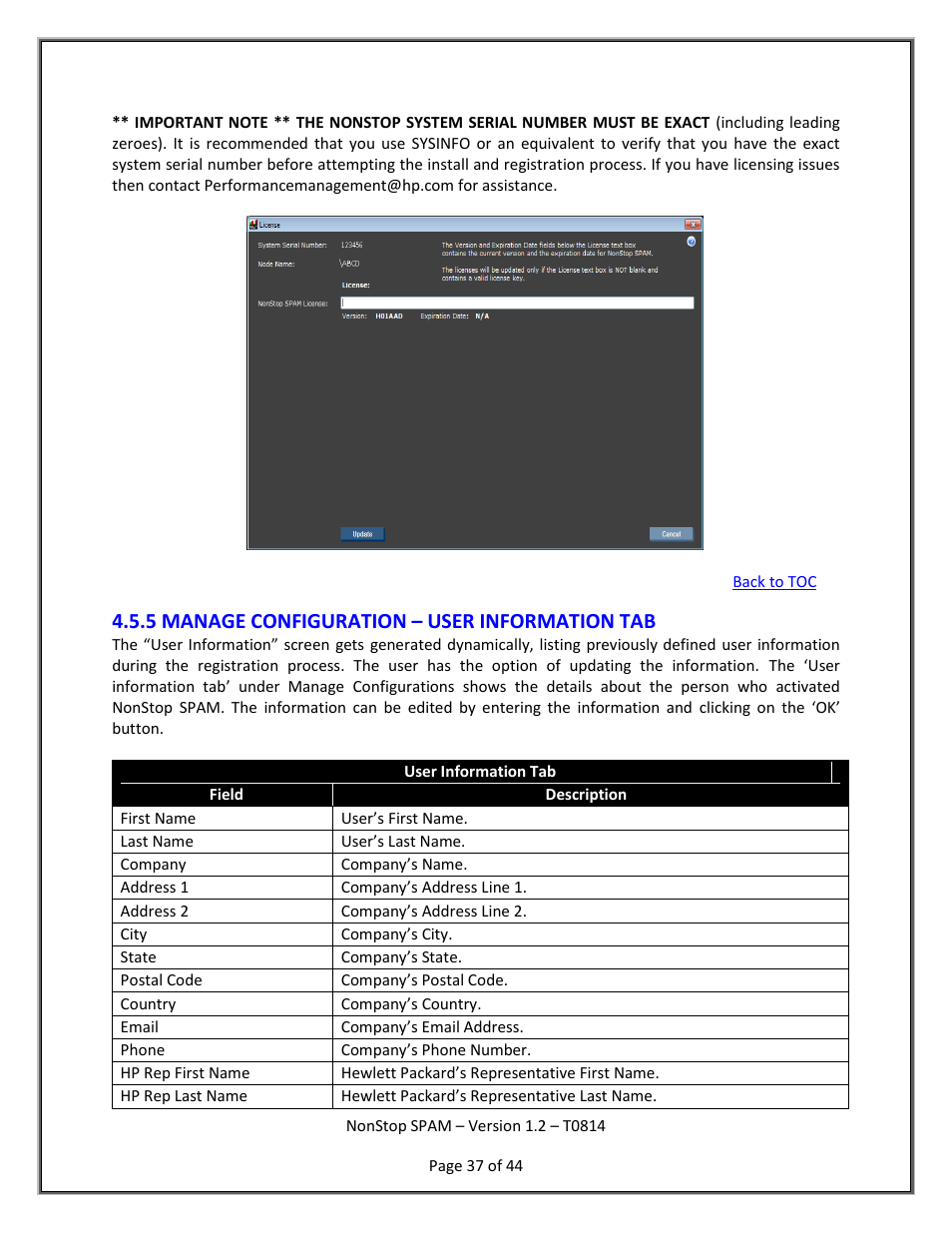 Manage configuration – user information tab, 5 manage configuration – user information tab | HP Integrity NonStop H-Series User Manual | Page 38 / 45
