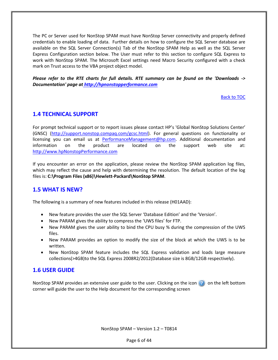 Technical support, What’s new, User guide | 4 technical support, 5 what is new, 6 user guide | HP Integrity NonStop H-Series User Manual | Page 7 / 45