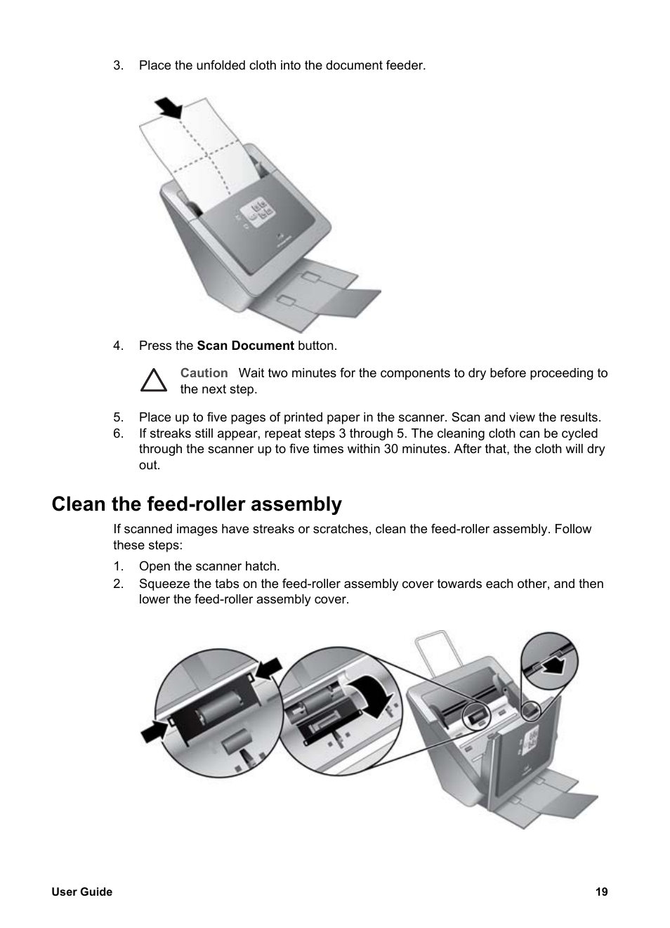 Clean the feed-roller assembly | HP Scanjet N6010 Document Sheet-feed Scanner User Manual | Page 21 / 32