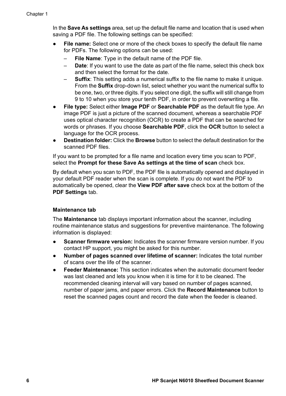 Maintenance tab | HP Scanjet N6010 Document Sheet-feed Scanner User Manual | Page 8 / 32