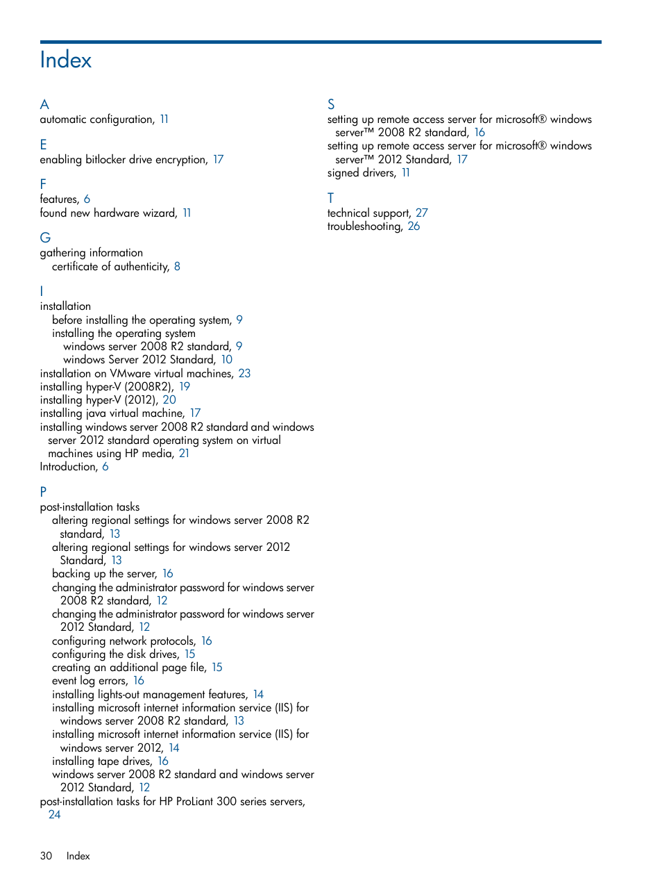 Index | HP ProLiant ML310 G3 Server User Manual | Page 30 / 30