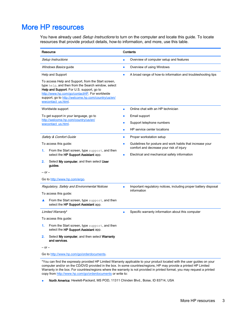 More hp resources, More hp resources 3 | HP x360 310 G1 Convertible PC User Manual | Page 11 / 72