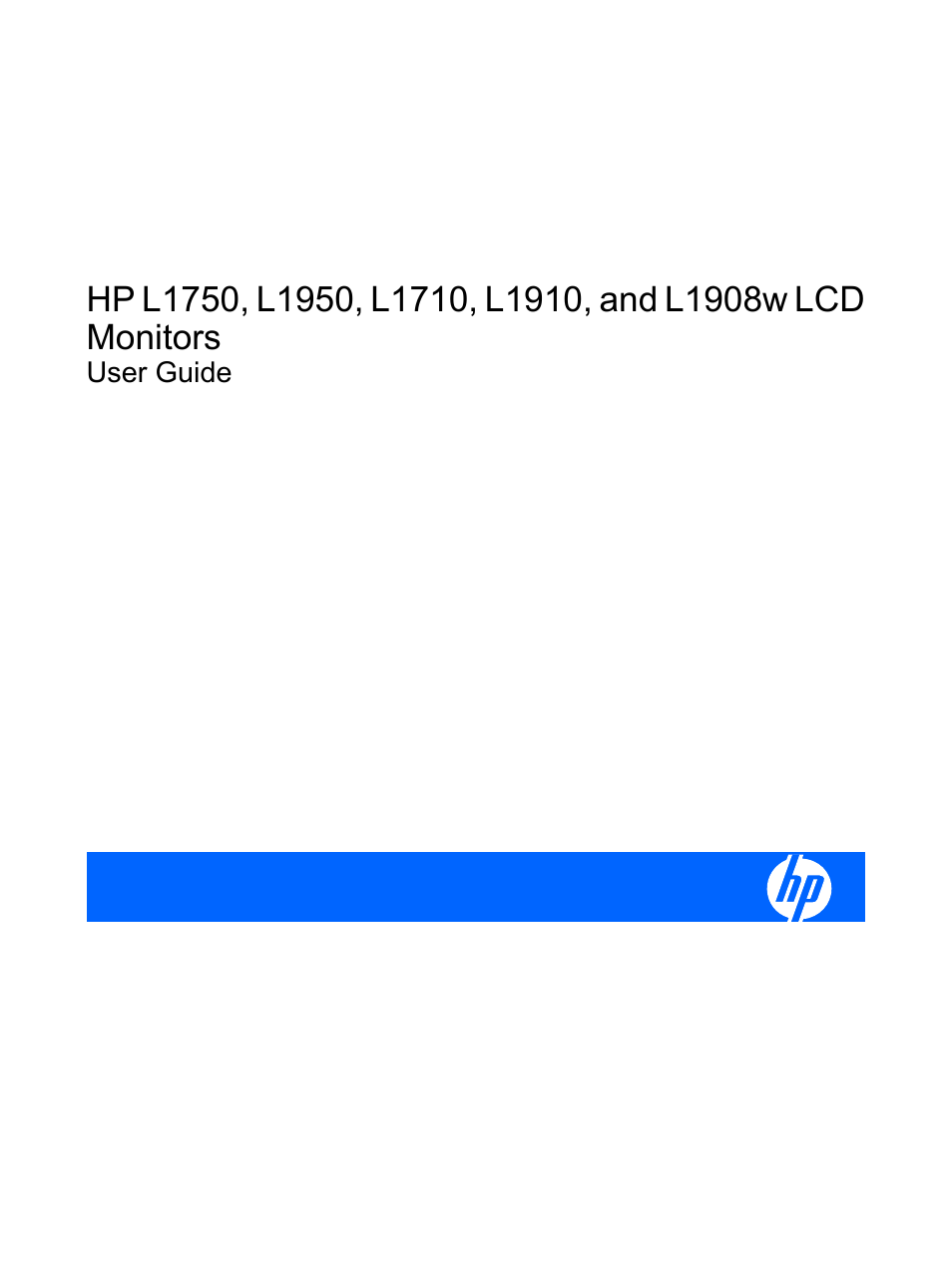 HP L1950 19-inch LCD Monitor User Manual | 55 pages