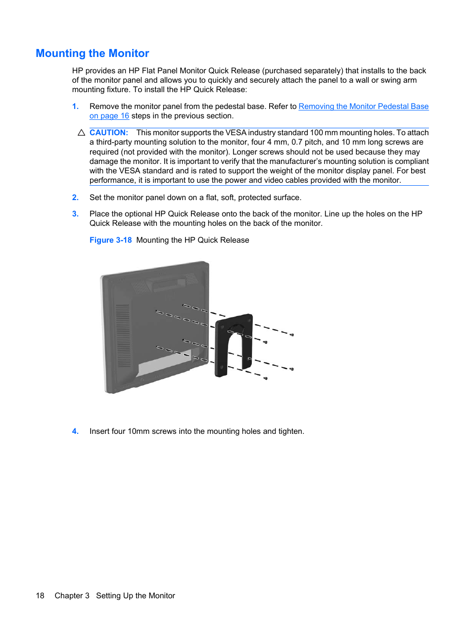 Mounting the monitor | HP L1950 19-inch LCD Monitor User Manual | Page 24 / 55