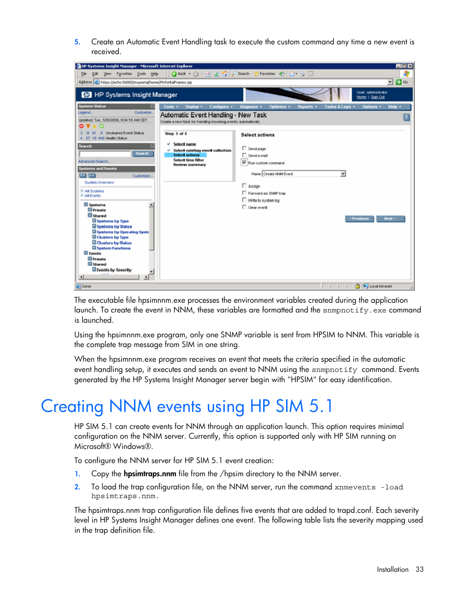 Creating nnm events using hp sim 5.1 | HP Remote Insight Lights-Out Edition II Board User Manual | Page 33 / 105