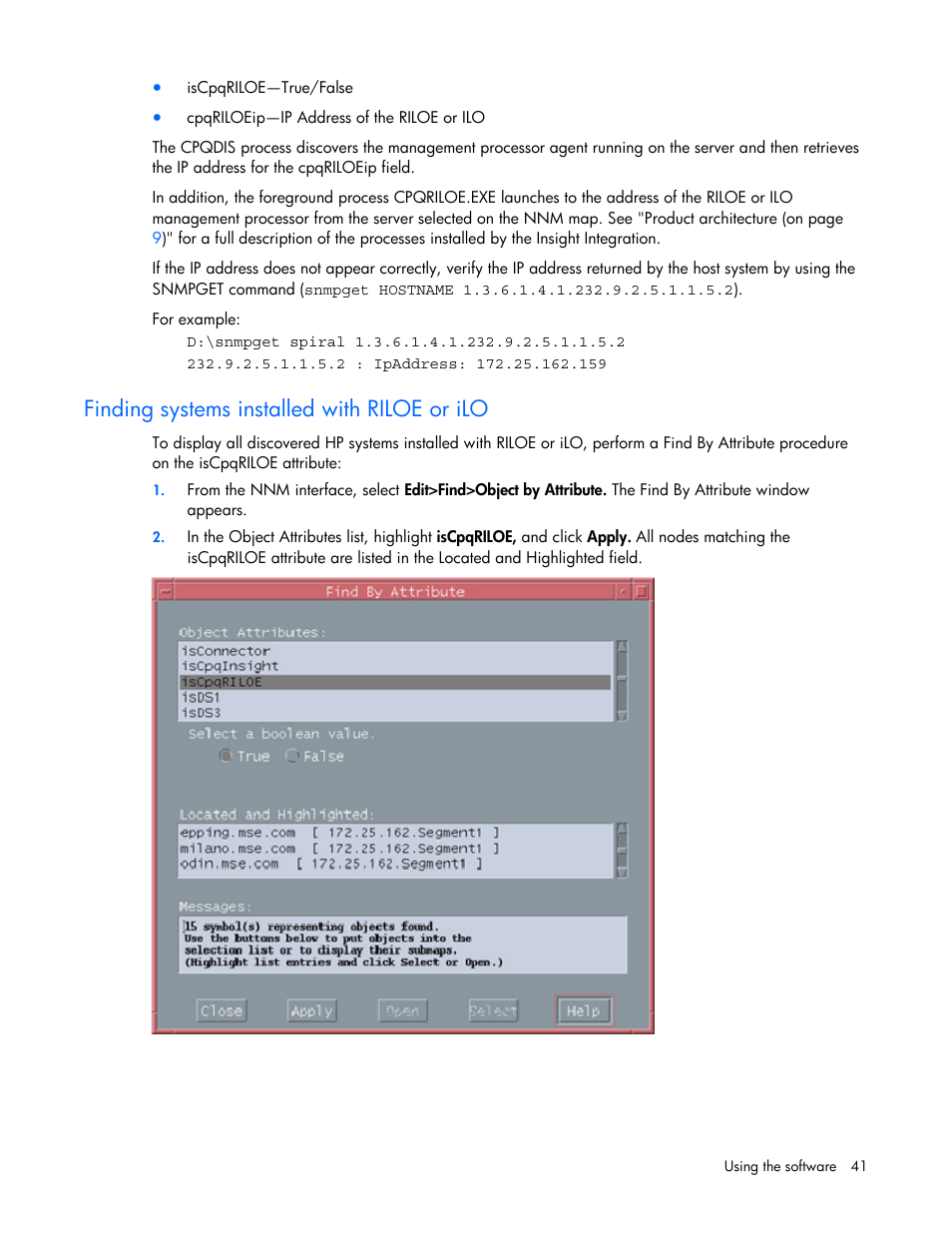 Finding systems installed with riloe or ilo | HP Remote Insight Lights-Out Edition II Board User Manual | Page 41 / 105