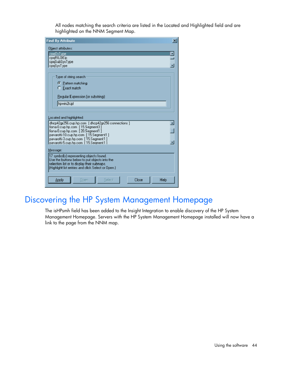 Discovering the hp system management homepage | HP Remote Insight Lights-Out Edition II Board User Manual | Page 44 / 105