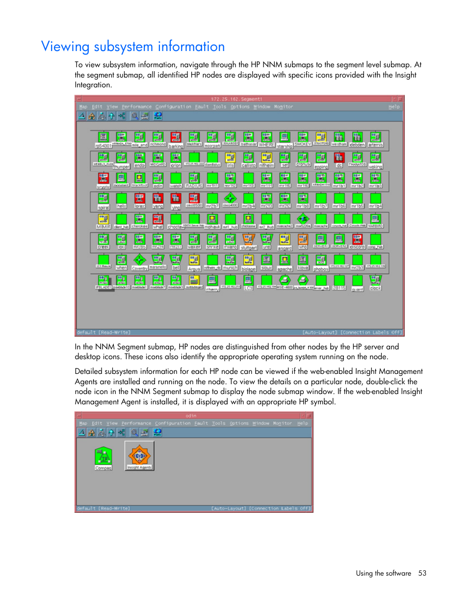 Viewing subsystem information | HP Remote Insight Lights-Out Edition II Board User Manual | Page 53 / 105