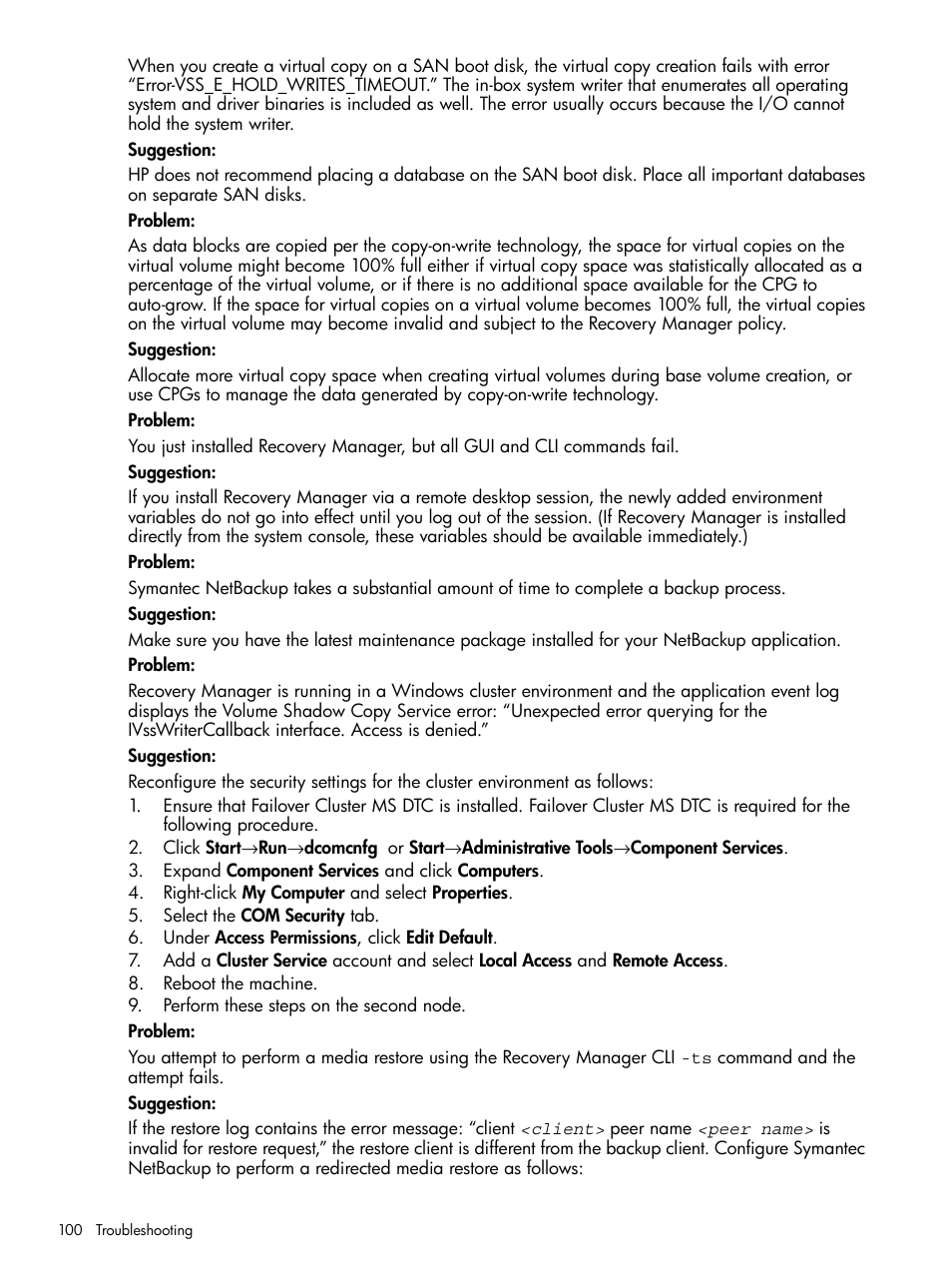 HP 3PAR Recovery Manager Software User Manual | Page 100 / 110