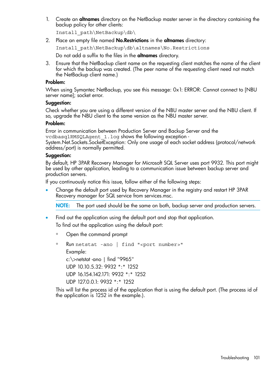 HP 3PAR Recovery Manager Software User Manual | Page 101 / 110