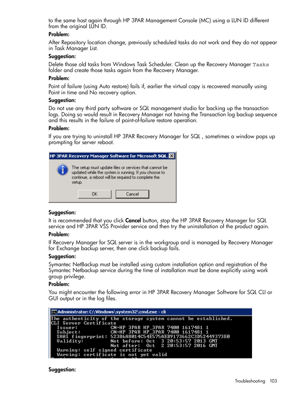 HP 3PAR Recovery Manager Software User Manual | Page 103 / 110