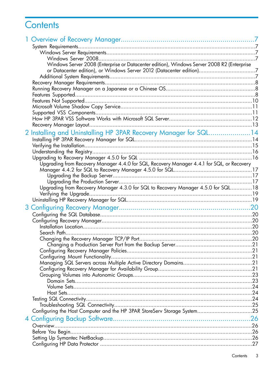 HP 3PAR Recovery Manager Software User Manual | Page 3 / 110