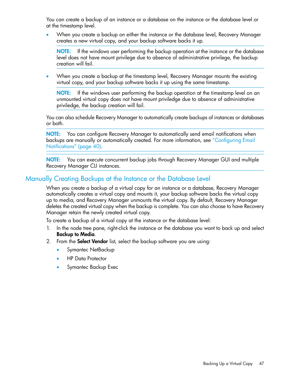 HP 3PAR Recovery Manager Software User Manual | Page 47 / 110