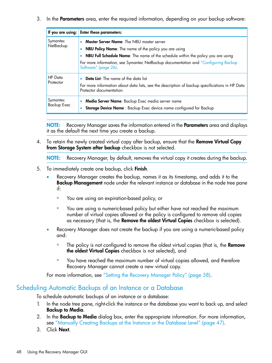 HP 3PAR Recovery Manager Software User Manual | Page 48 / 110