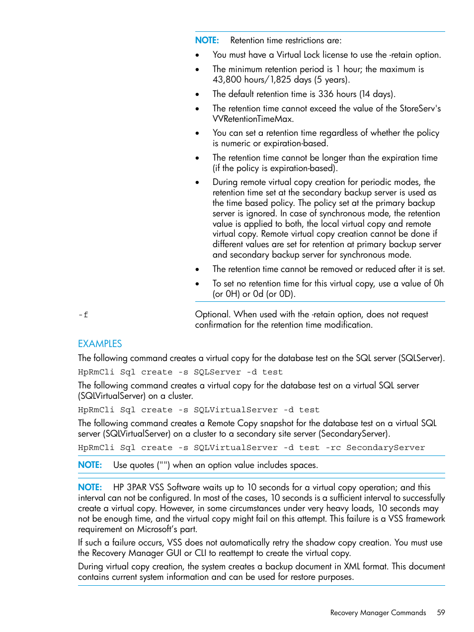 HP 3PAR Recovery Manager Software User Manual | Page 59 / 110