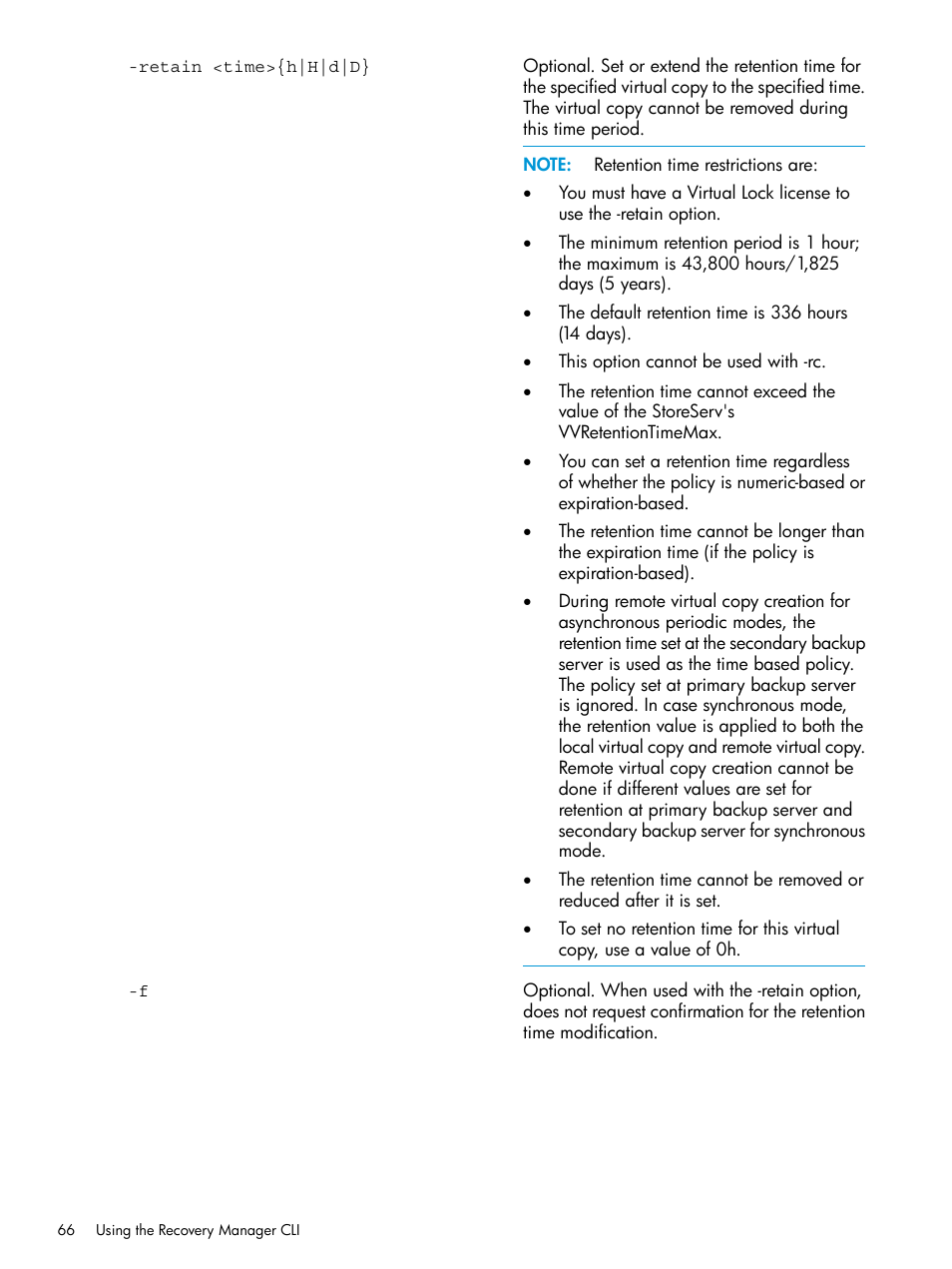 HP 3PAR Recovery Manager Software User Manual | Page 66 / 110