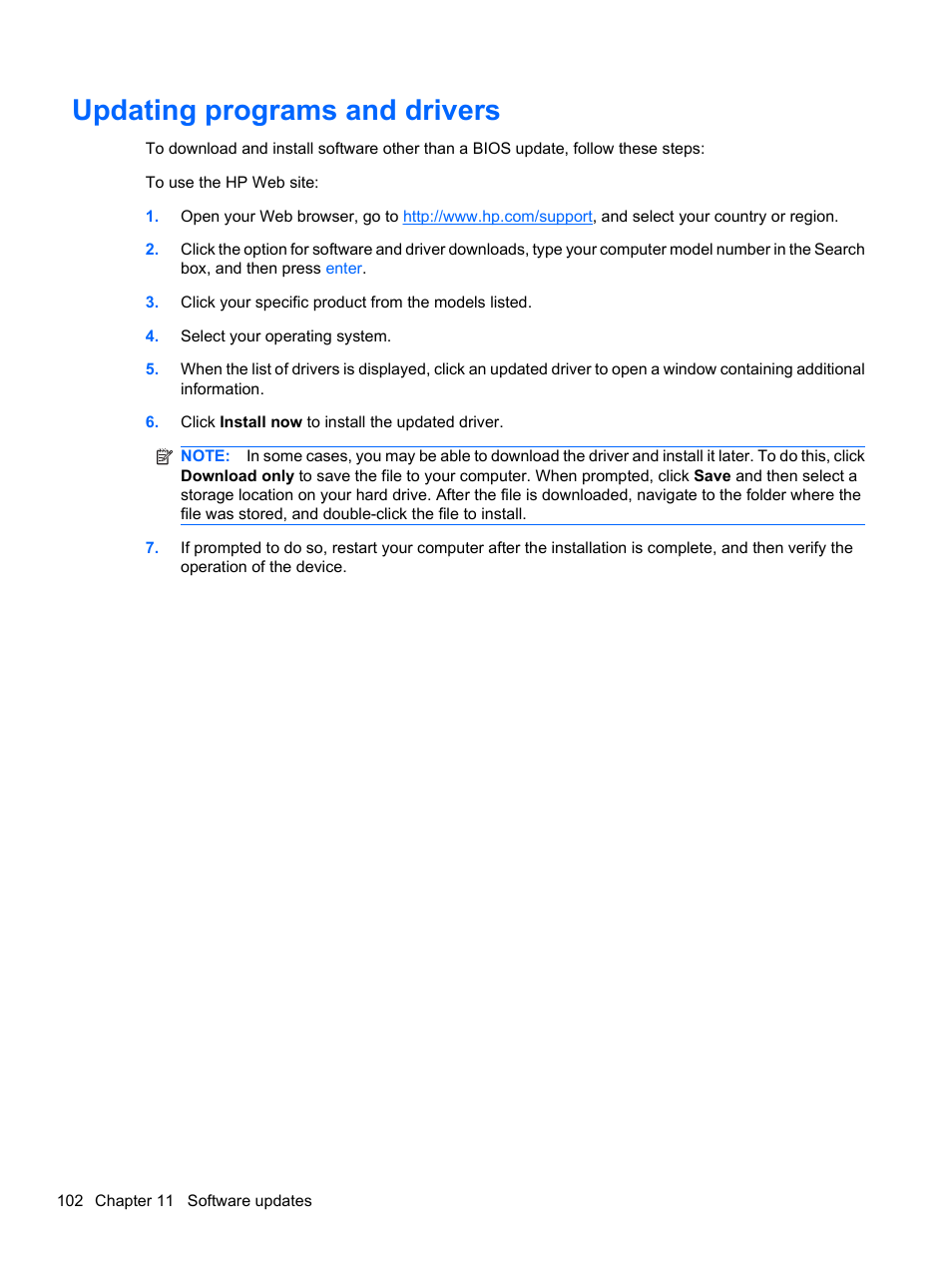 Updating programs and drivers | HP Compaq Presario CQ42-152TU Notebook PC User Manual | Page 112 / 123