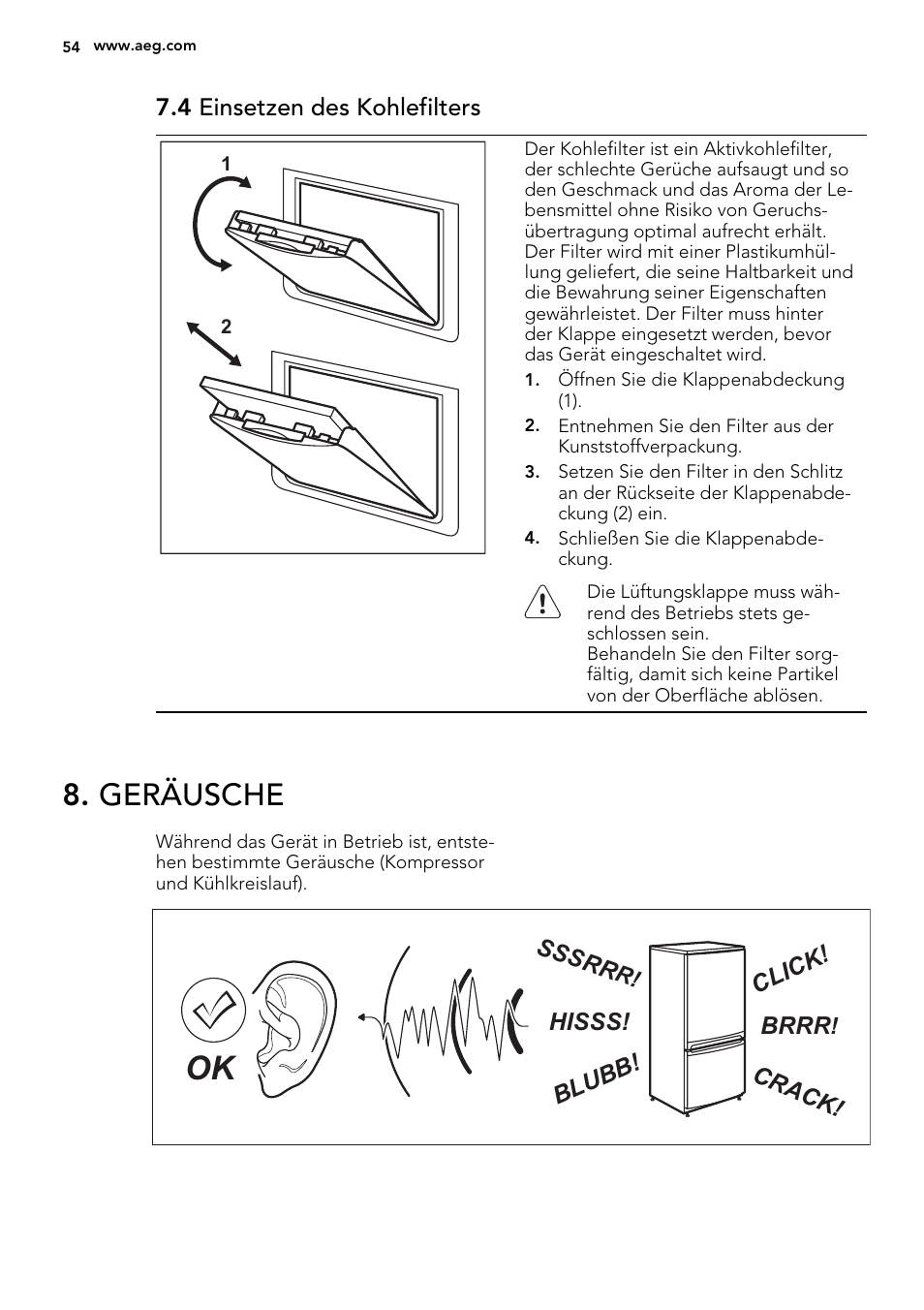 Geräusche | AEG S93000KZM0 User Manual | Page 54 / 80