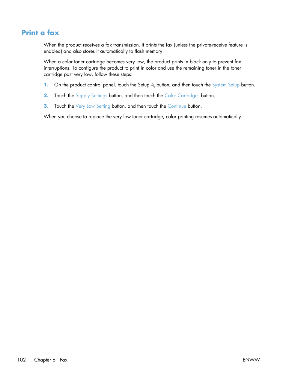 Print a fax | HP LaserJet Pro 200 color MFP M276nw User Manual | Page 118 / 238