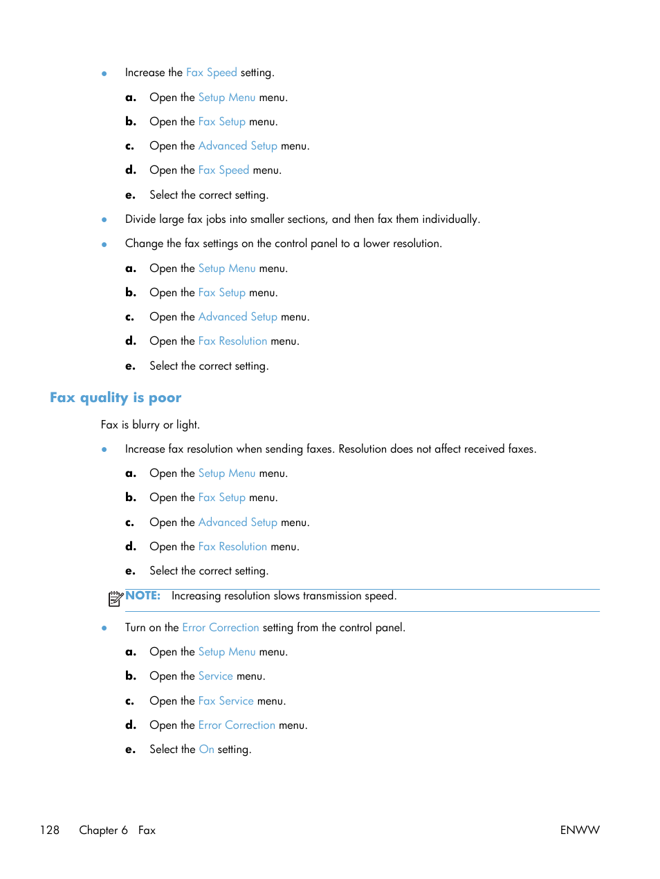 Fax quality is poor | HP LaserJet Pro 200 color MFP M276nw User Manual | Page 144 / 238