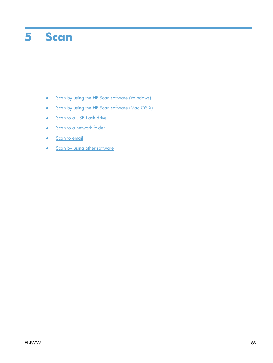 Scan, 5 scan | HP LaserJet Pro 200 color MFP M276nw User Manual | Page 85 / 238