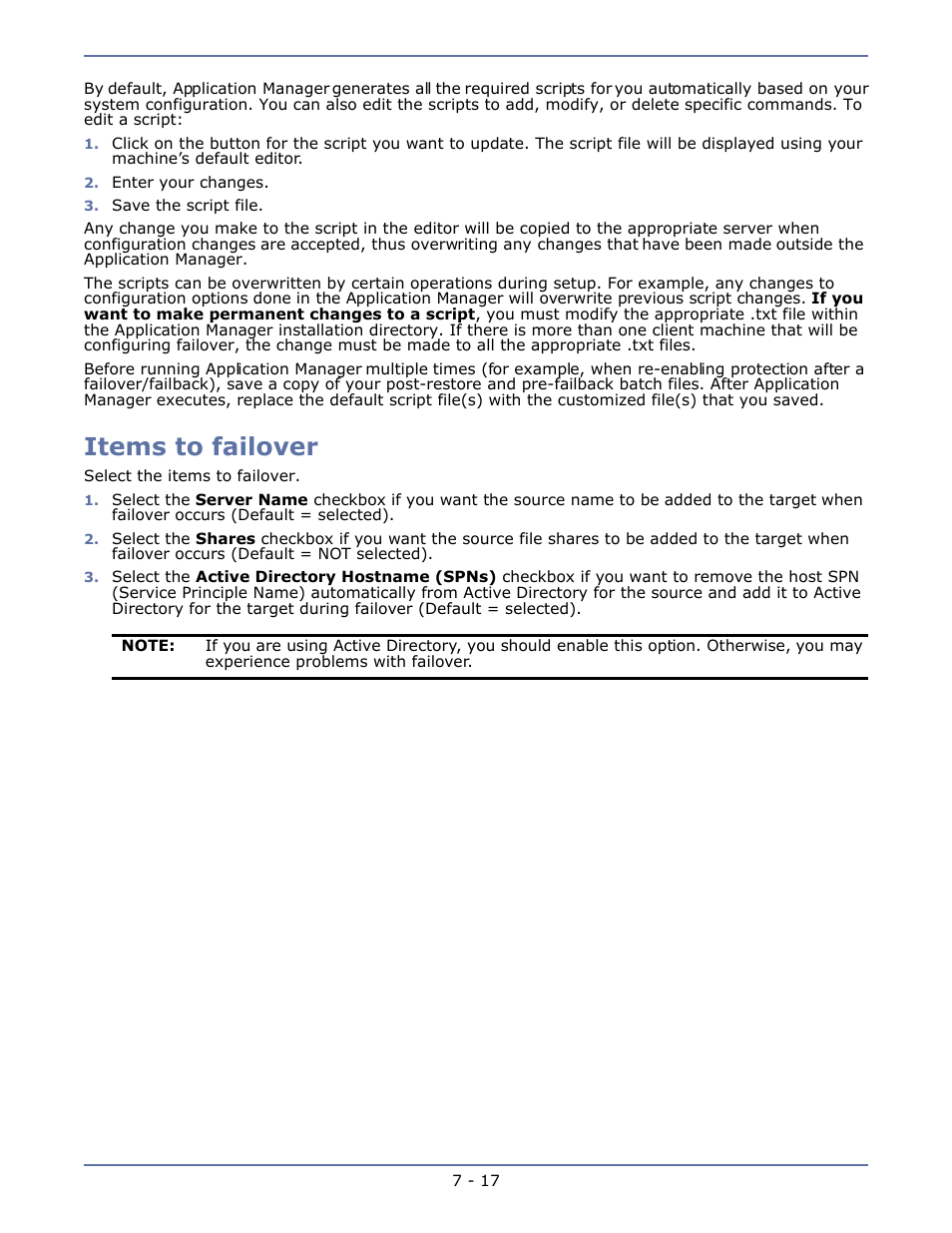 Items to failover, Items to failover -17 | HP Storage Mirroring V4.5 Software User Manual | Page 103 / 163