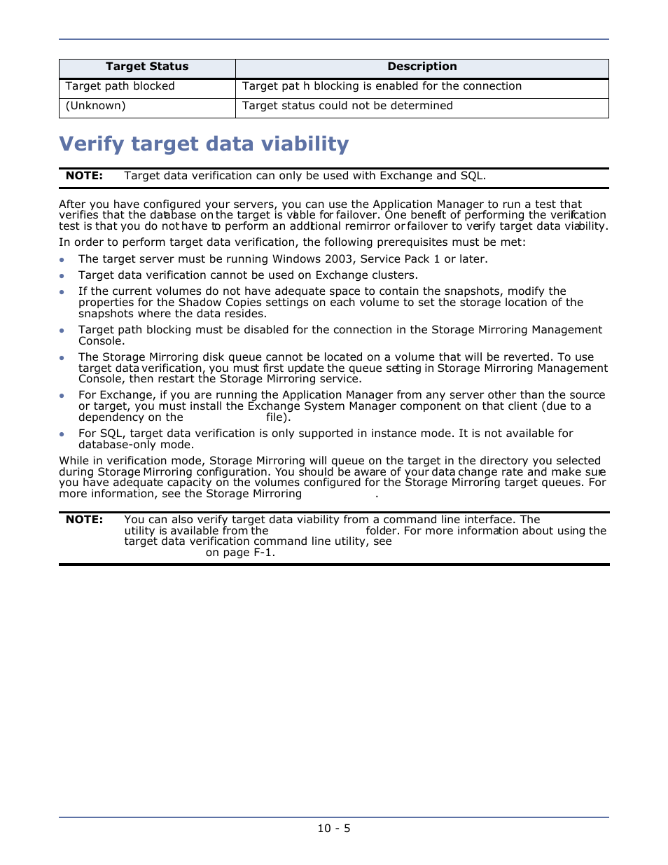 Verify target data viability, Verify target data viability -5 | HP Storage Mirroring V4.5 Software User Manual | Page 129 / 163