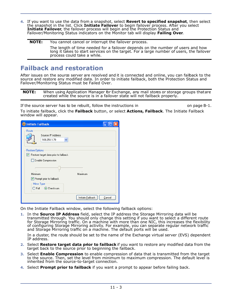 Failback and restoration, Failback and restoration -3 | HP Storage Mirroring V4.5 Software User Manual | Page 135 / 163