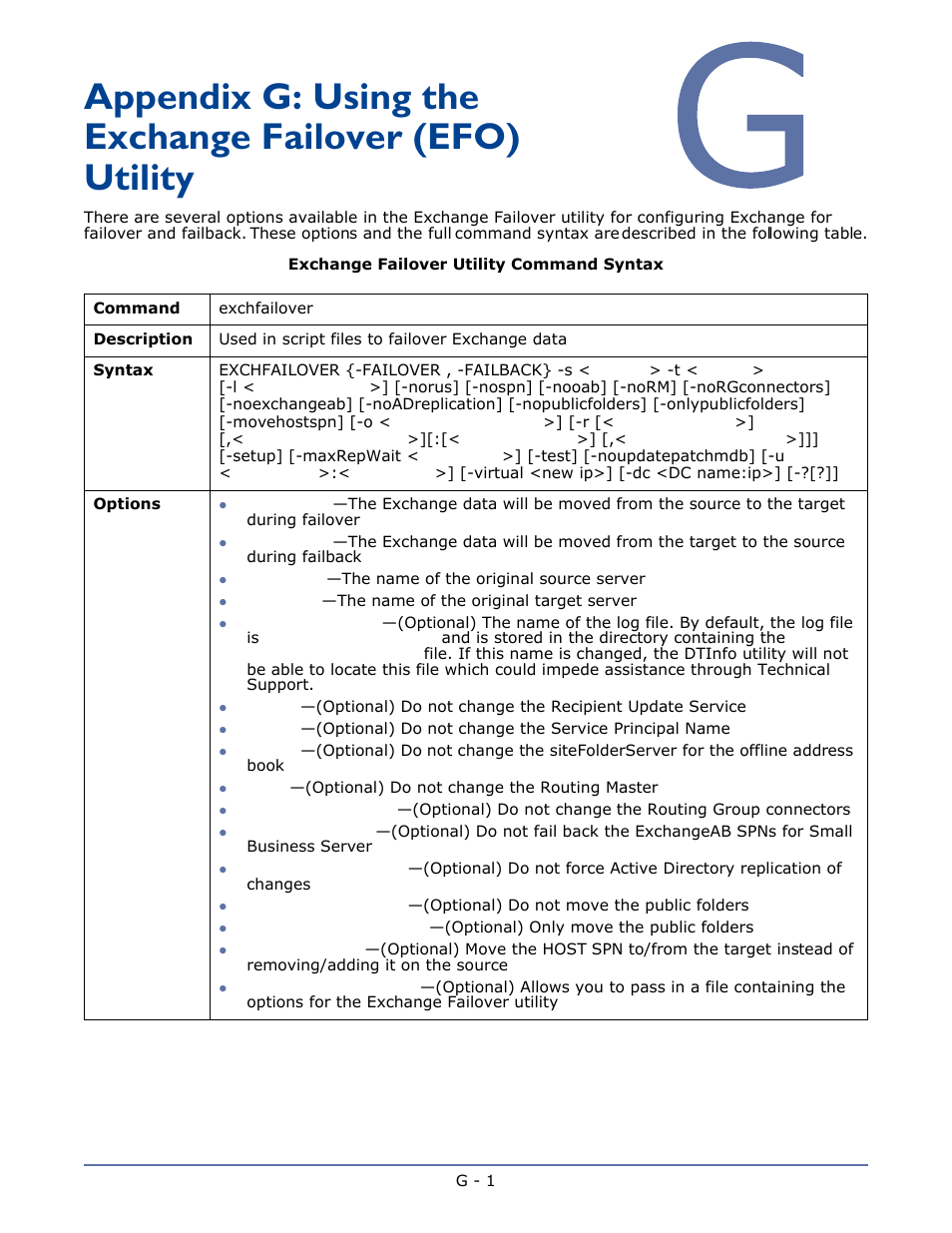 Using the exchange failover (efo), Utility | HP Storage Mirroring V4.5 Software User Manual | Page 162 / 163