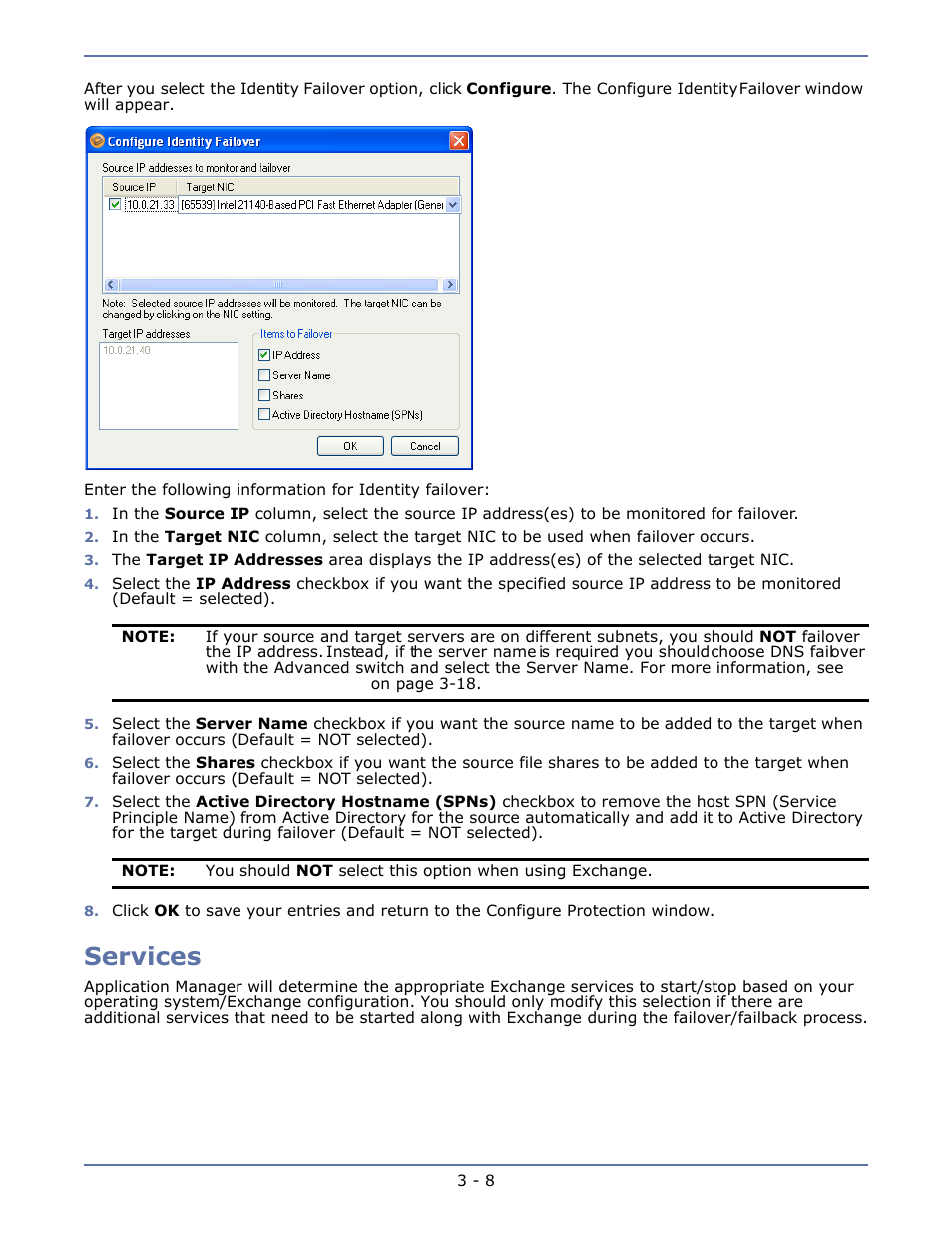 Services, Services -8 | HP Storage Mirroring V4.5 Software User Manual | Page 30 / 163