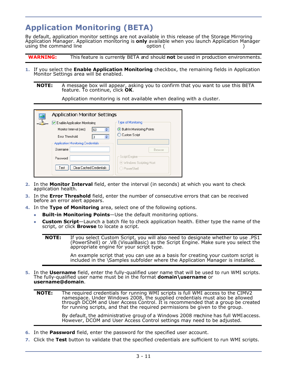 Application monitoring (beta), Application monitoring (beta) -11 | HP Storage Mirroring V4.5 Software User Manual | Page 33 / 163