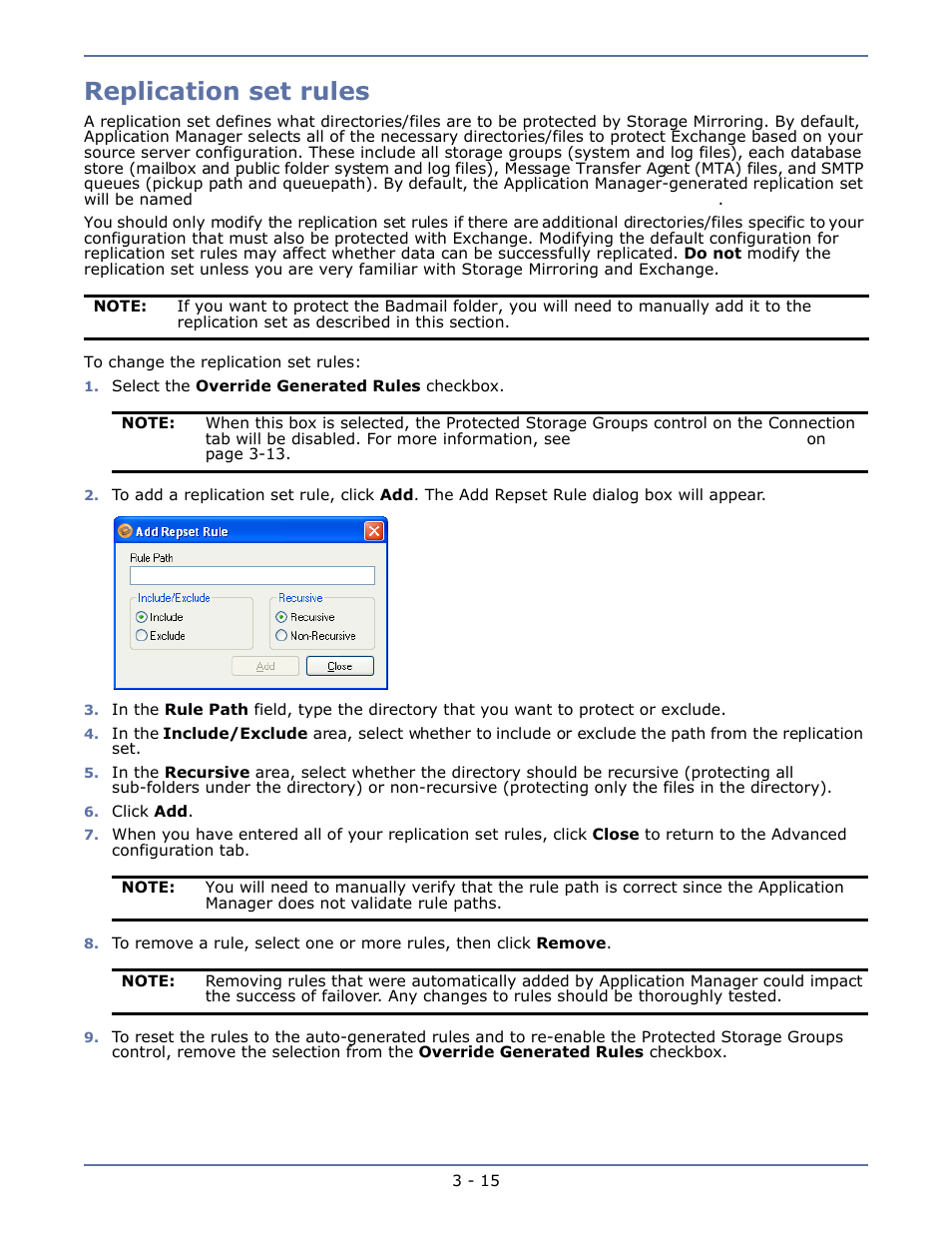 Replication set rules, Replication set rules -15 | HP Storage Mirroring V4.5 Software User Manual | Page 37 / 163