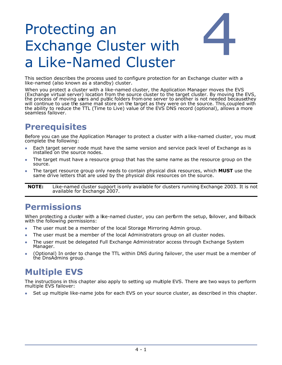 Prerequisites, Permissions, Multiple evs | Prerequisites -1 permissions -1 multiple evs -1 | HP Storage Mirroring V4.5 Software User Manual | Page 42 / 163