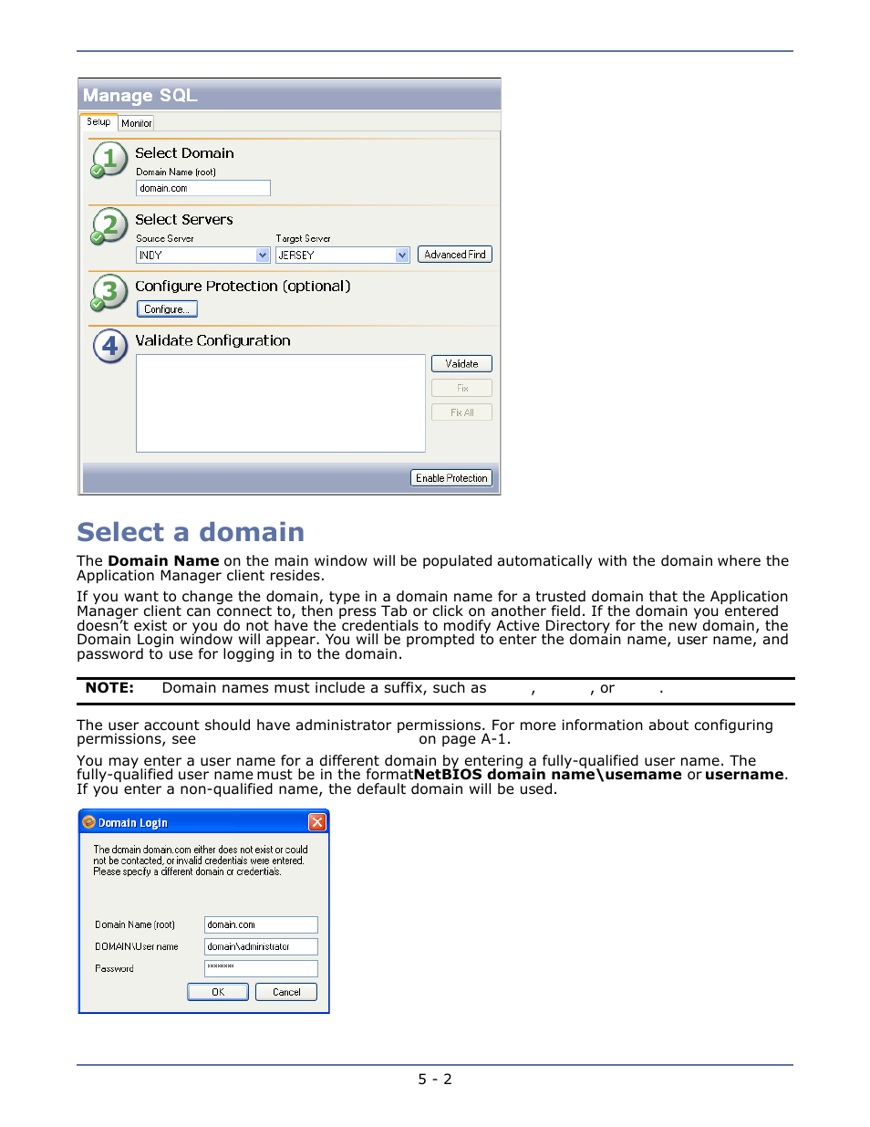 Select a domain, Select a domain -2 | HP Storage Mirroring V4.5 Software User Manual | Page 49 / 163