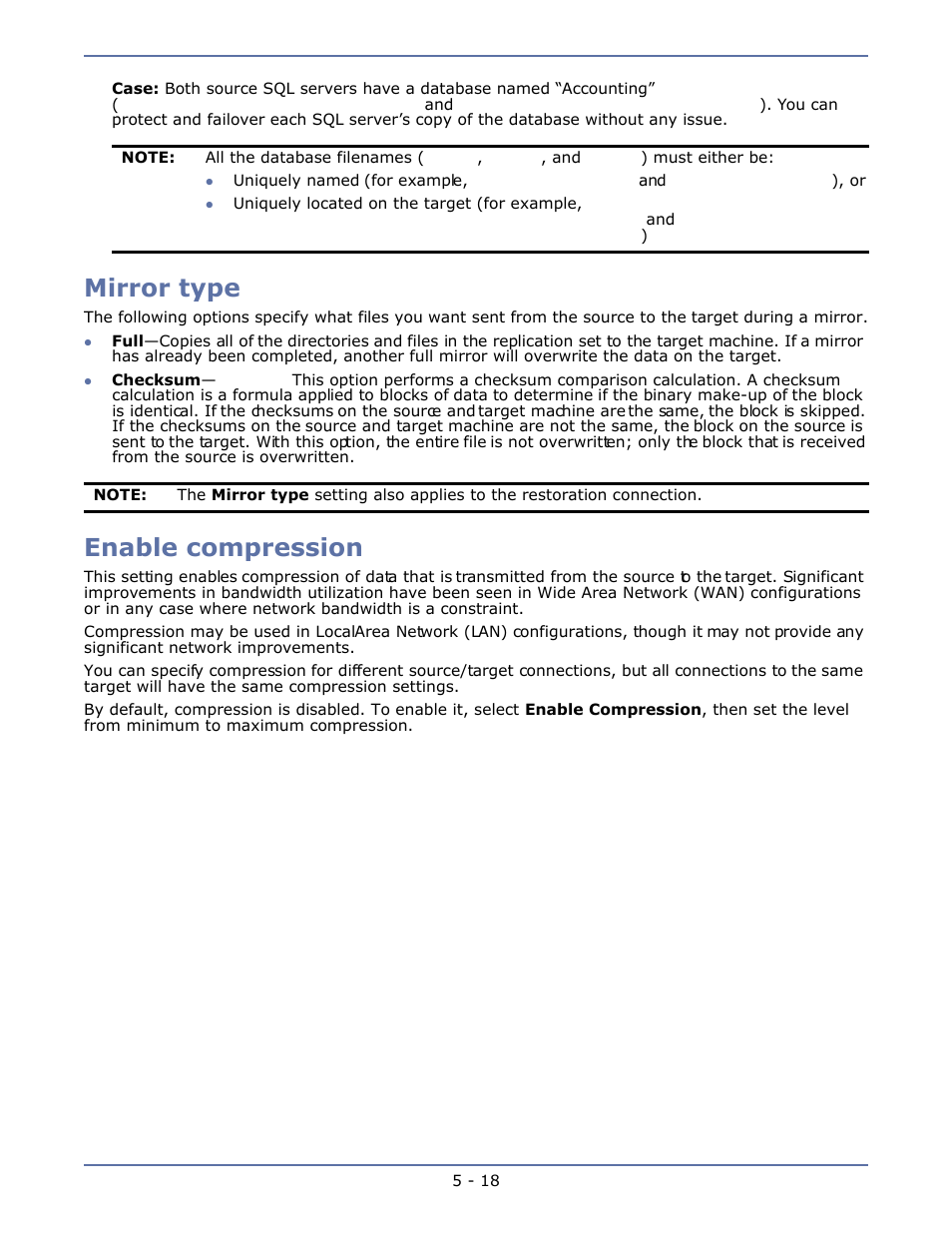 Mirror type, Enable compression, Mirror type -18 | Enable compression -18 | HP Storage Mirroring V4.5 Software User Manual | Page 65 / 163