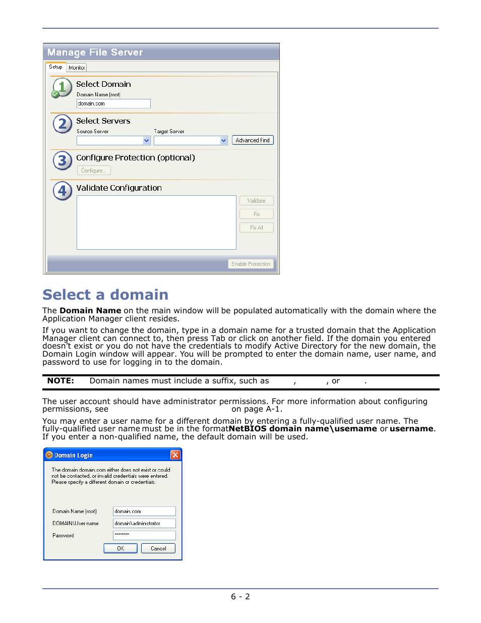 Select a domain, Select a domain -2 | HP Storage Mirroring V4.5 Software User Manual | Page 72 / 163