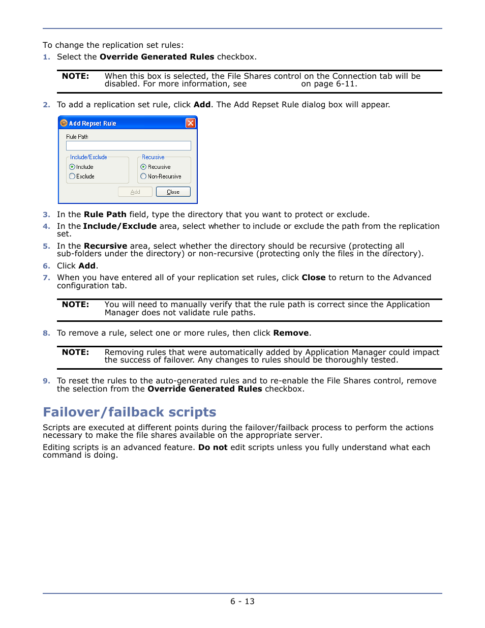 Failover/failback scripts, Failover/failback scripts -13 | HP Storage Mirroring V4.5 Software User Manual | Page 83 / 163