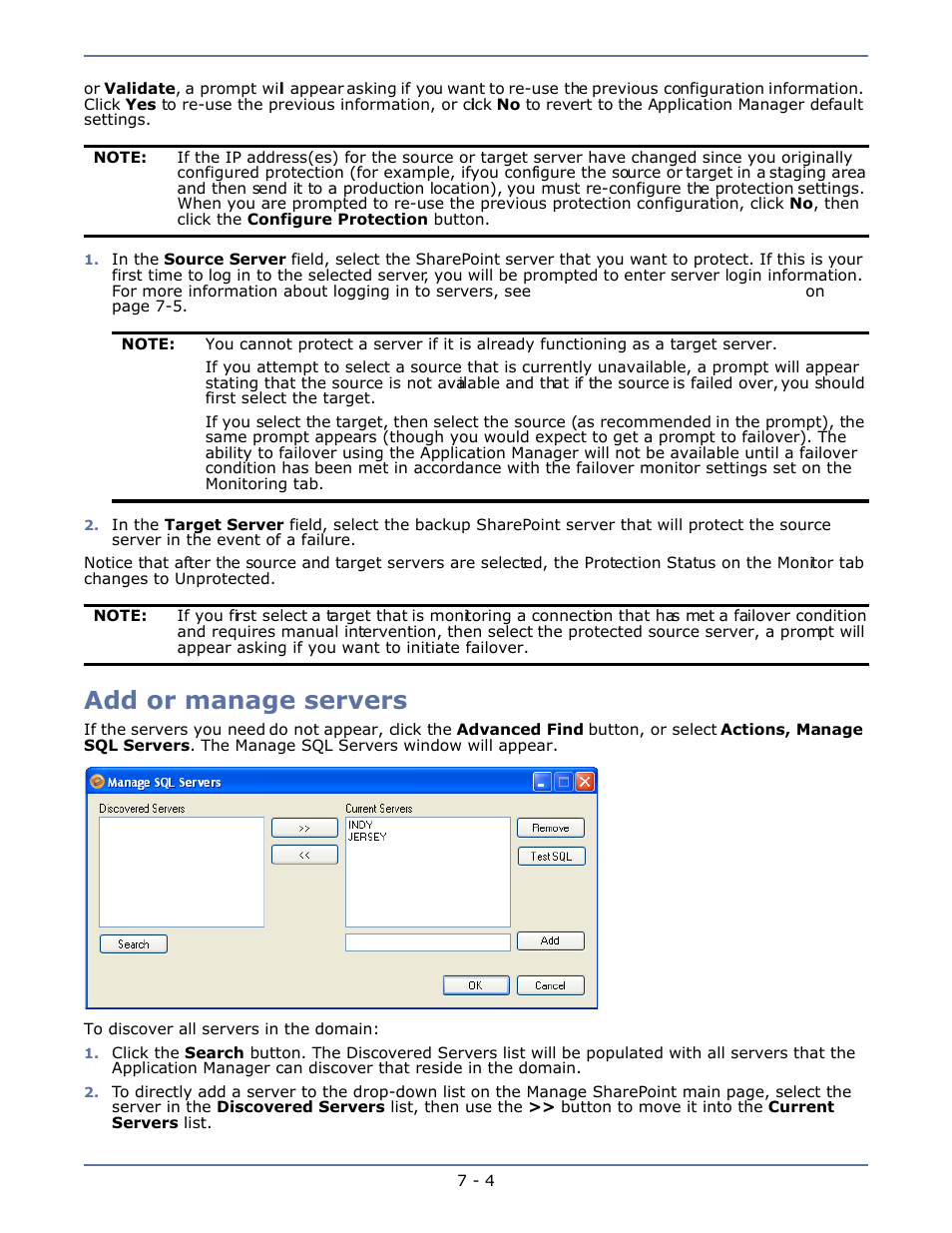Add or manage servers, Add or manage servers -4 | HP Storage Mirroring V4.5 Software User Manual | Page 90 / 163