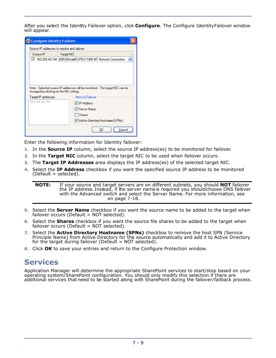 Services, Services -9 | HP Storage Mirroring V4.5 Software User Manual | Page 95 / 163