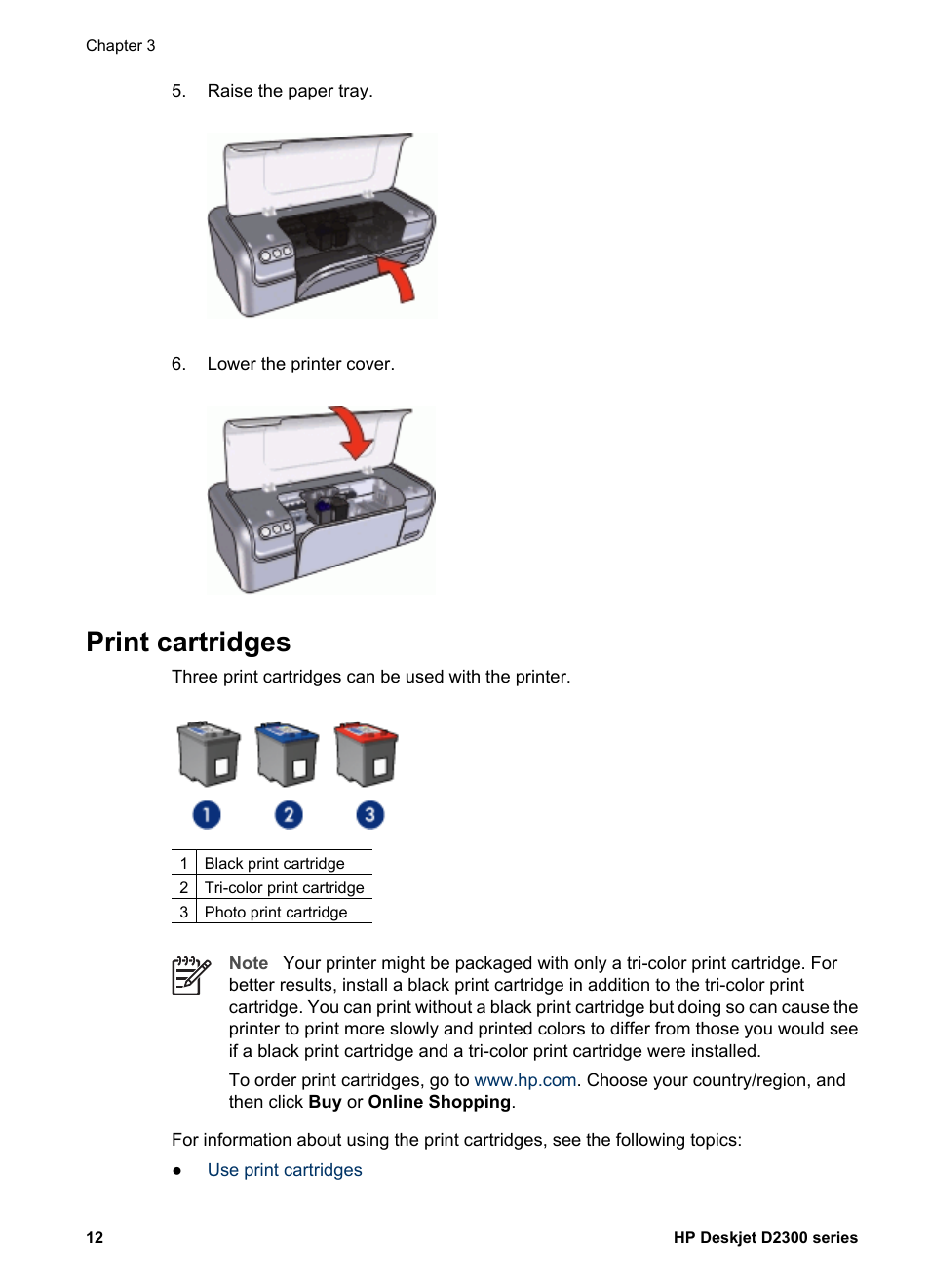 Print cartridges | HP Deskjet D2345 Printer User Manual | Page 14 / 88