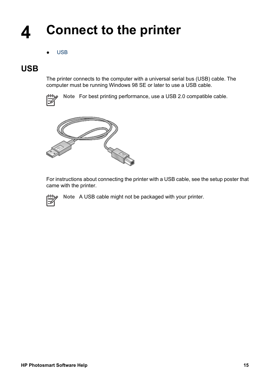 Connect to the printer, Connect to the printer usb | HP Deskjet D2345 Printer User Manual | Page 17 / 88