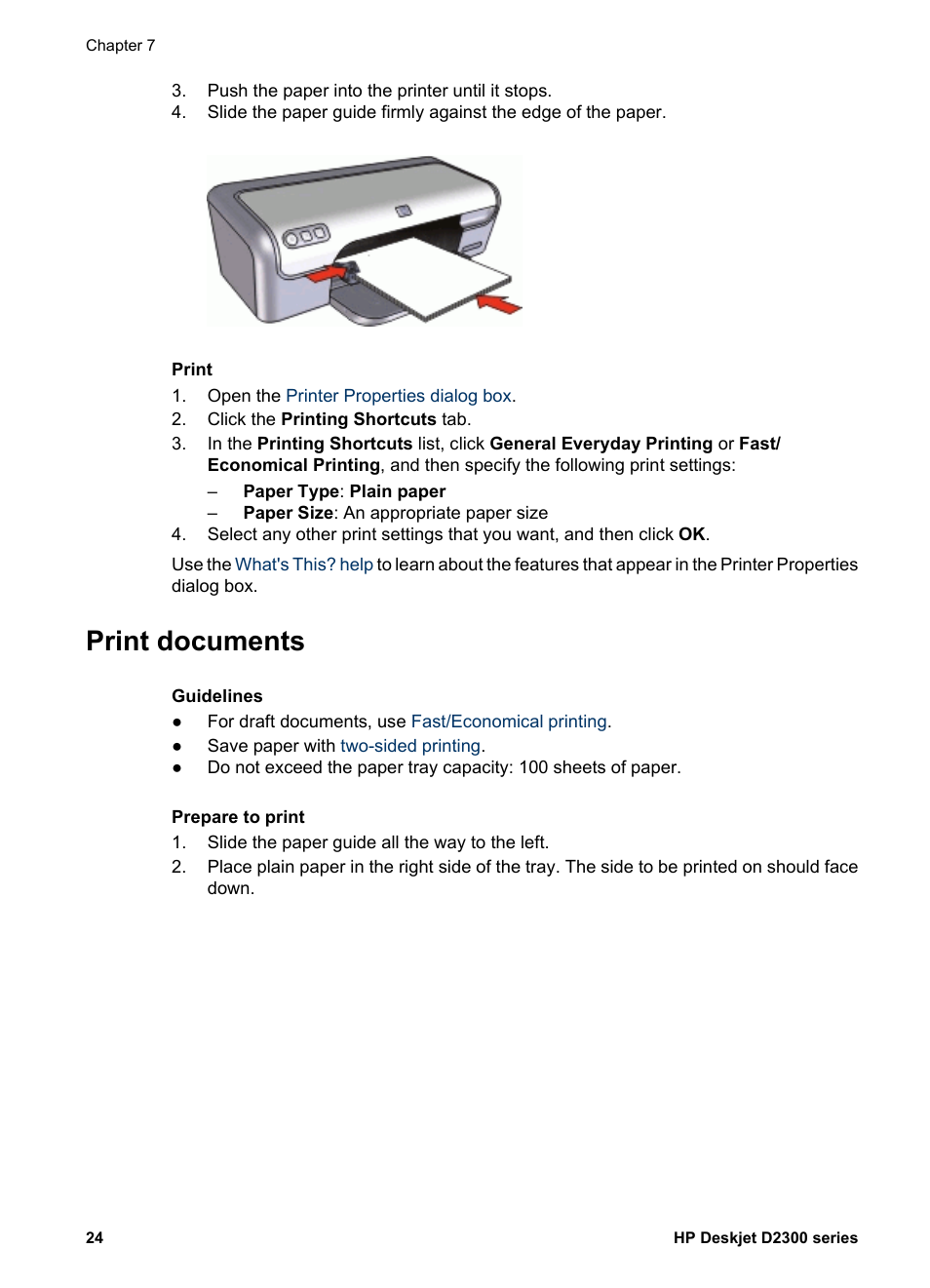 Print documents, Documents | HP Deskjet D2345 Printer User Manual | Page 26 / 88