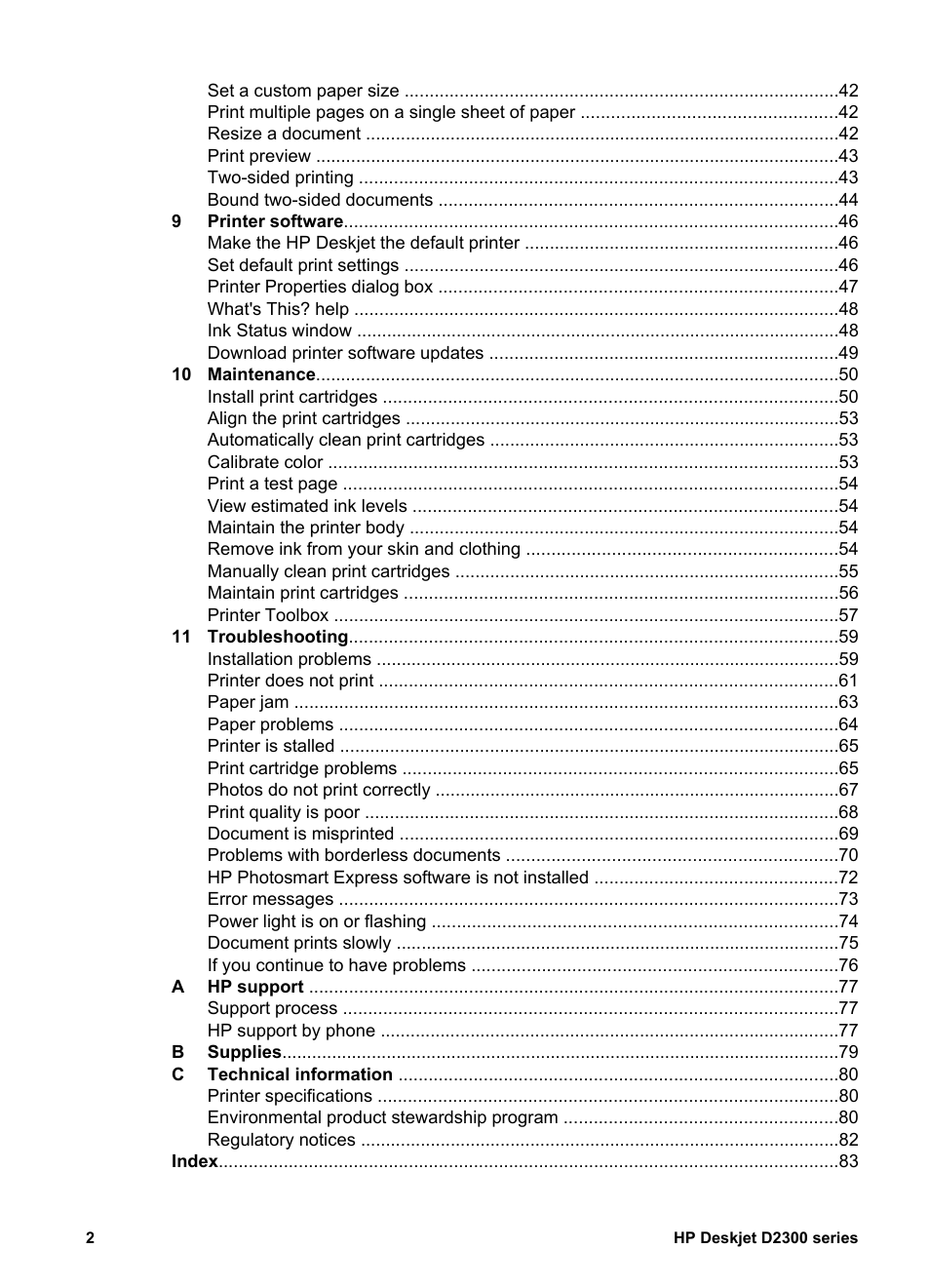 HP Deskjet D2345 Printer User Manual | Page 4 / 88