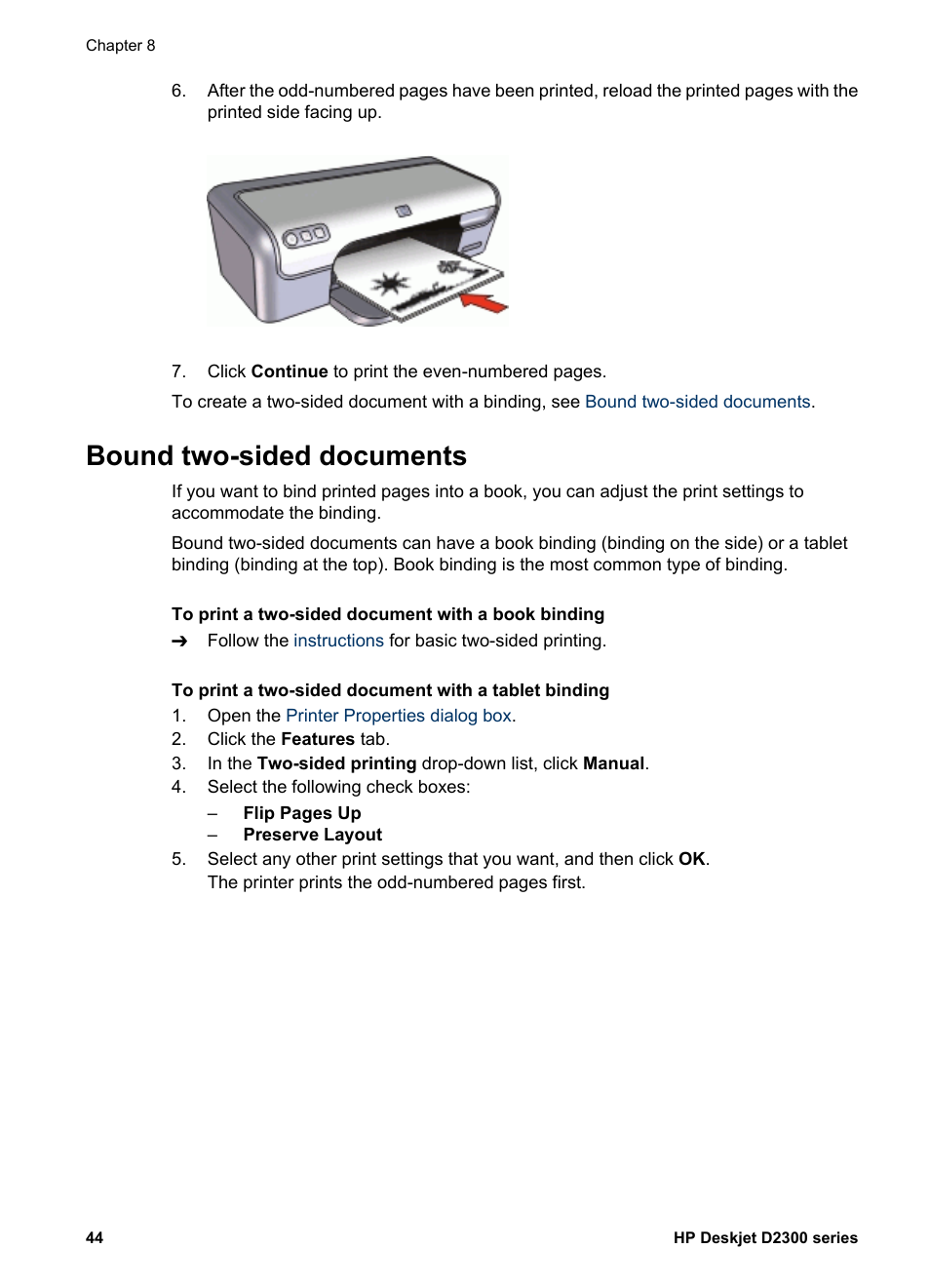 Bound two-sided documents | HP Deskjet D2345 Printer User Manual | Page 46 / 88