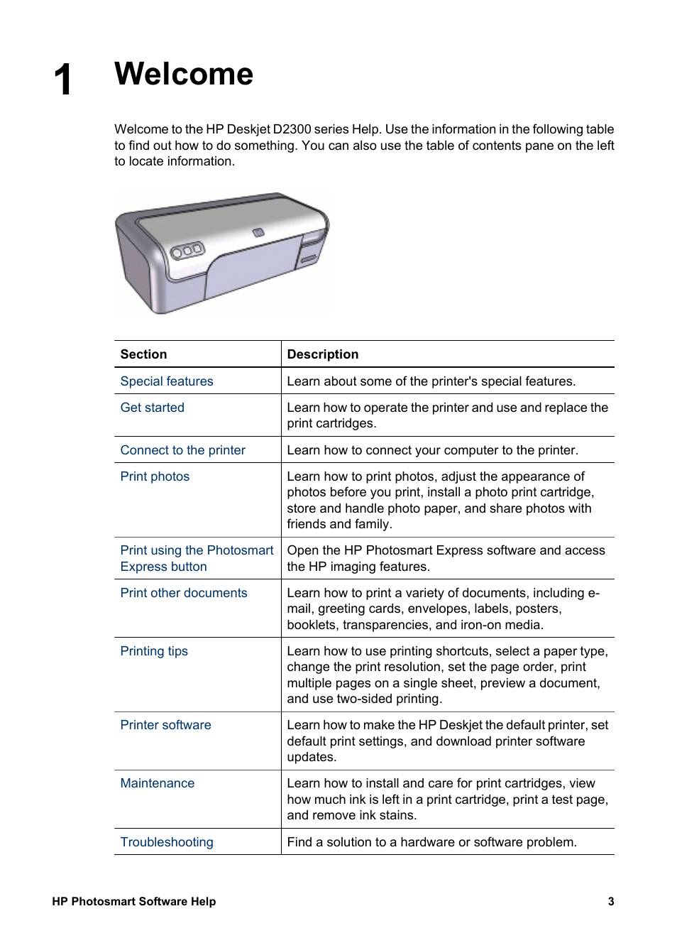 Welcome | HP Deskjet D2345 Printer User Manual | Page 5 / 88